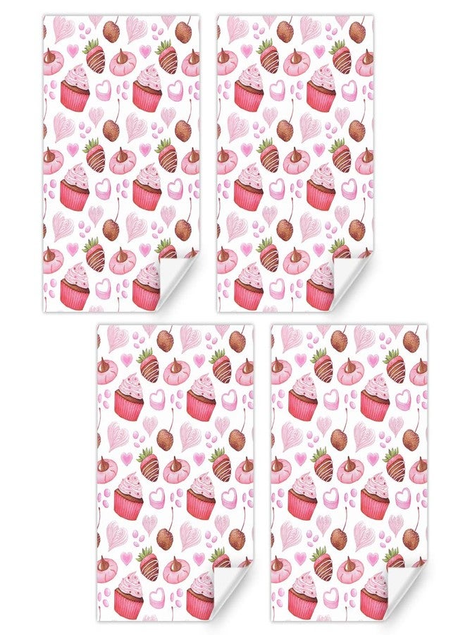 Boerni Cupcake Strawberry Doughnuts Heart Printed Gift Wrapping Paper, Sweet Dessert Birthday Gfit Wrap Paper Folded Flat with 1 Roll Pink Ribbon for Baby Shower Party Holiday Kids Girls Boys Gift Wrap Set - Image 3